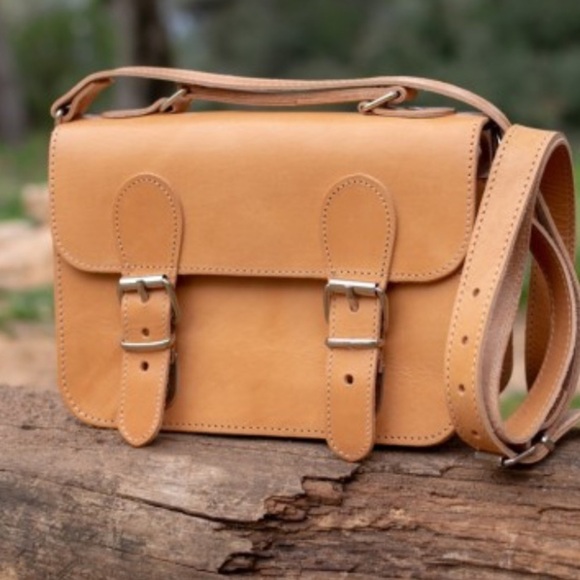 Bohemia by Kouros Genuine Leather Satchel Bag - Tan Brown - Picture 1 of 12